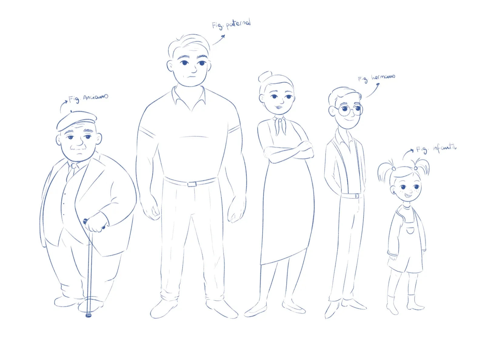 Artistic family illustration sketch and creative process by Daniela Collomb