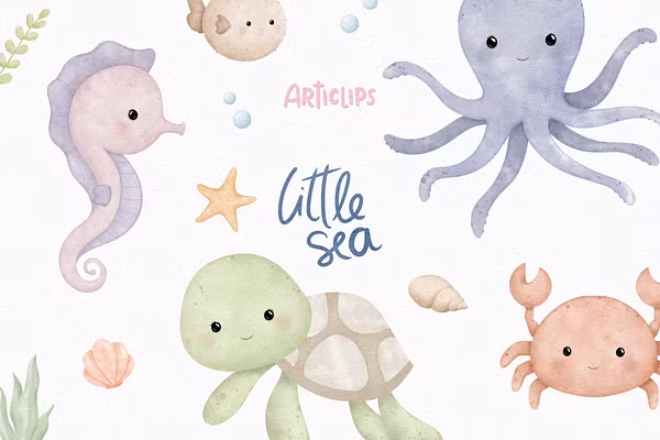 Little Sea underwater wildlife illustration by Daniela Collomb